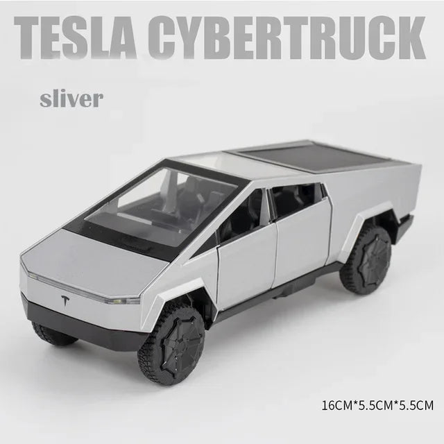 Diecast 1:32 Tesla Cybertruck Model – Futuristic Alloy Pickup Toy with Light & Sound