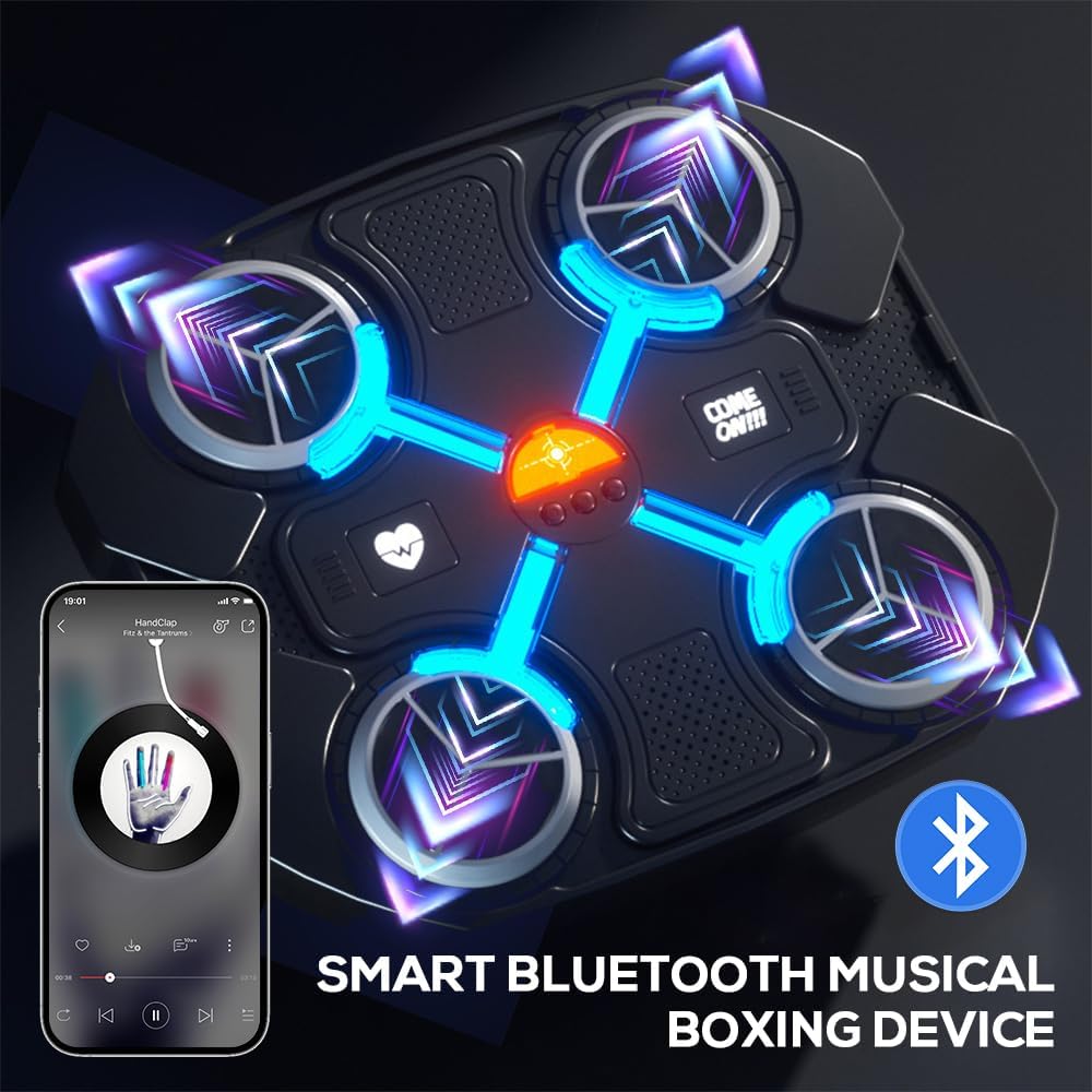Wall-Mounted Music Boxing Trainer – Bluetooth Punch Pad with Lights, Speed Modes & Stress Relief