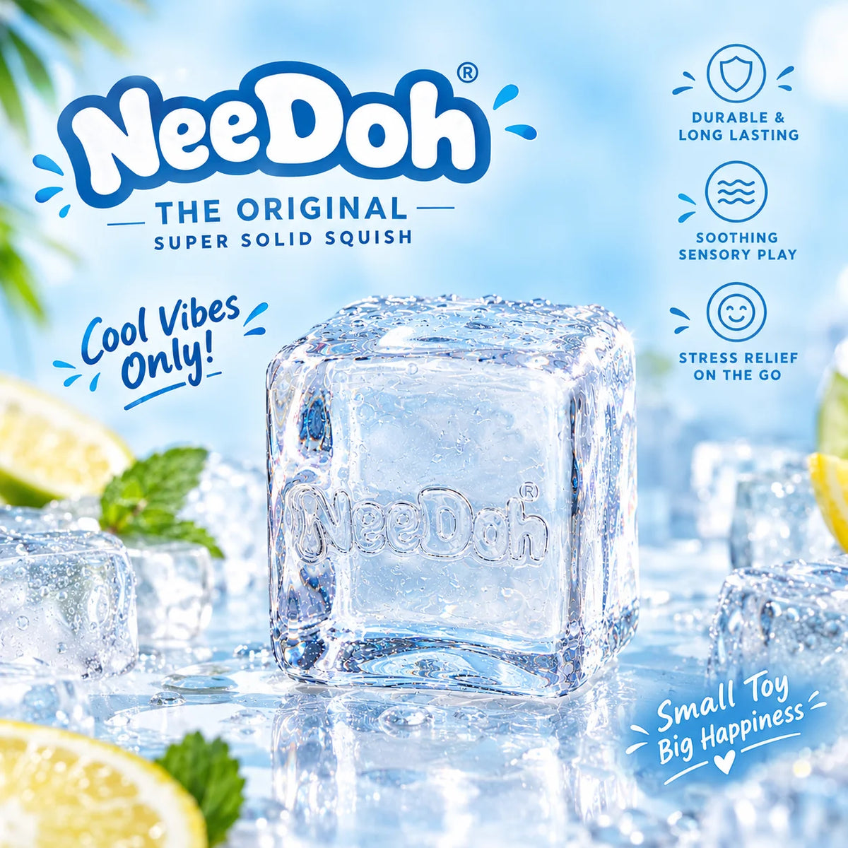 Crystal Ice Cube Squishy โ Clear Stress Relief Squeeze Toy