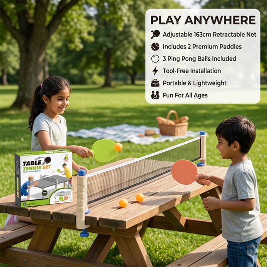 Portable Table Tennis Set with Adjustable Retractable Net