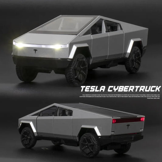 Diecast 1:32 Tesla Cybertruck Model – Futuristic Alloy Pickup Toy with Light & Sound