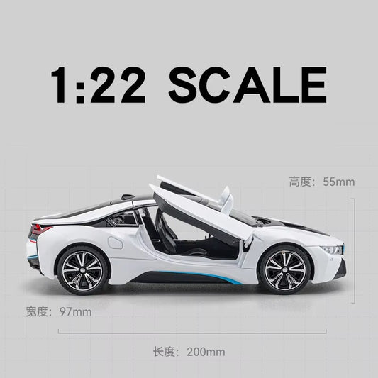 1:22 Scale BMW i8 Diecast Car – Alloy Metal Model Toy for Kids & Adults