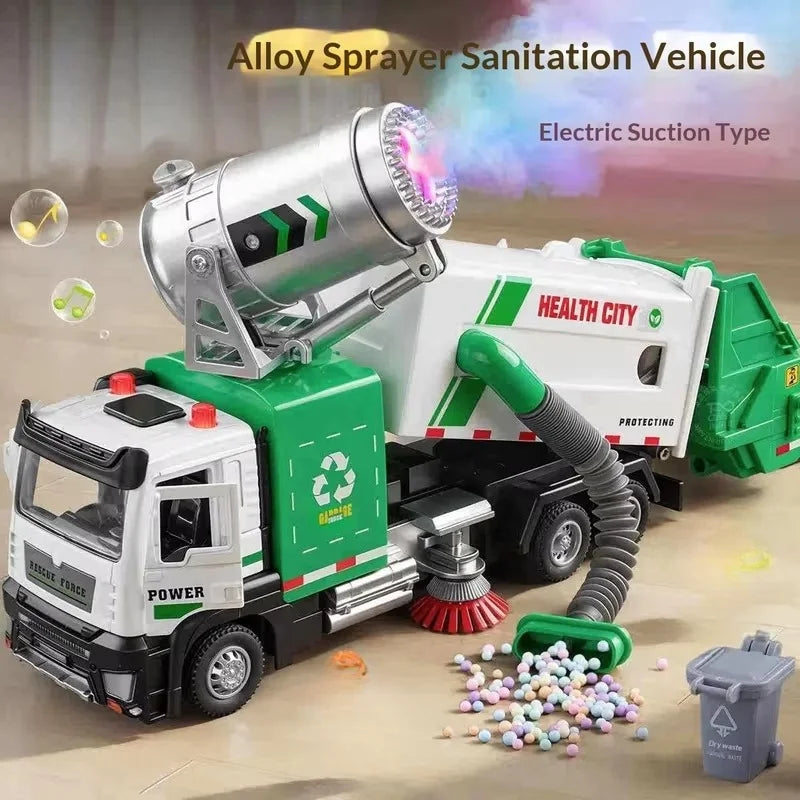 Kids Electric Garbage Truck with Cleaning Brush & Suction Hose
