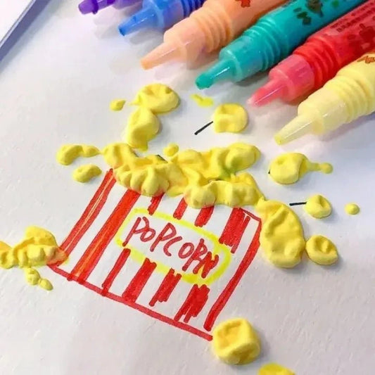 Colorful 3D Magic Popcorn Paint Pens For Kids