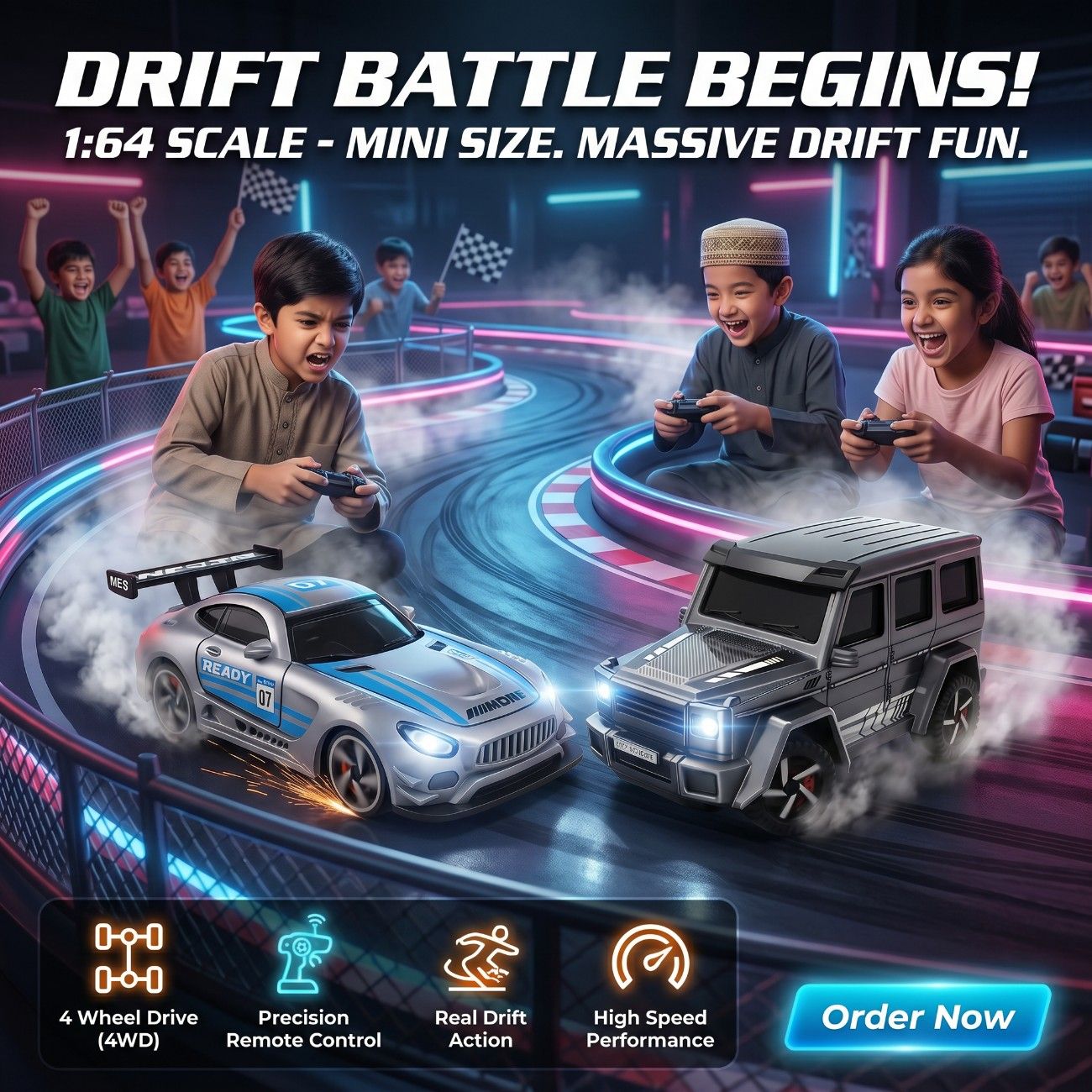 1:64 Micro Drift RC Car – 4WD Mini Desktop Drift Car with App & Remote Control