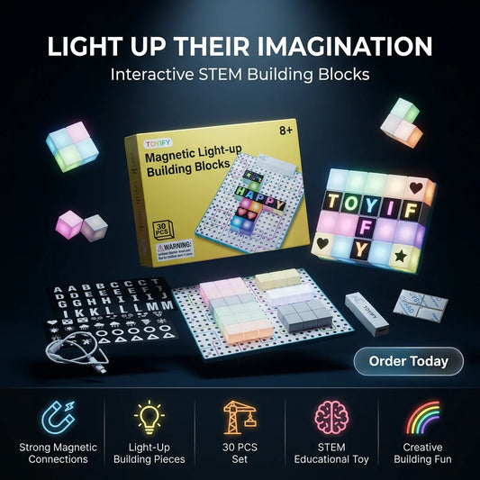 30Pcs Touch Light-Up Magnetic Building Blocks