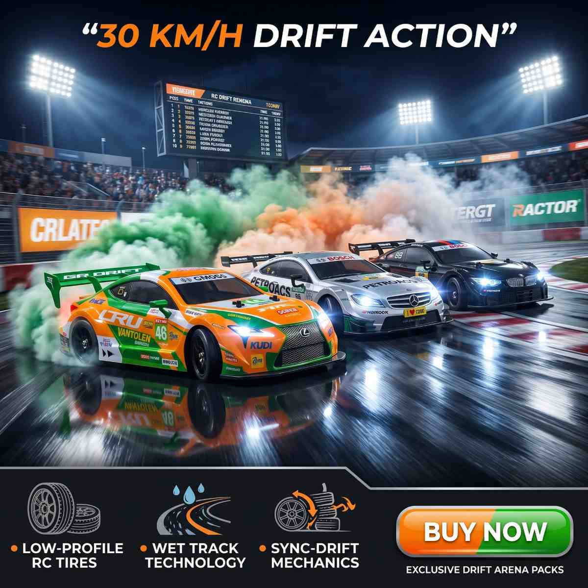 30KM/H RC Drift Racing Car 1:16 – LED Lights + Drift Kit