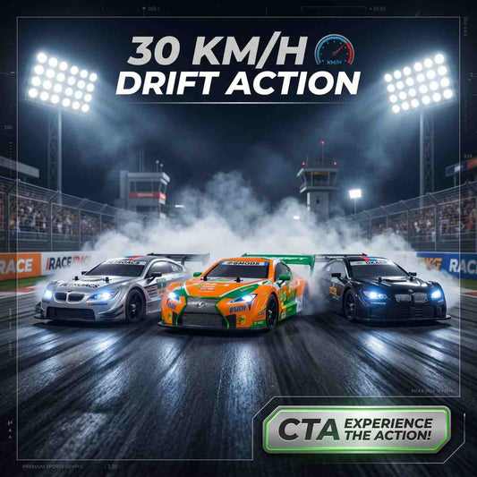 30KM/H RC Drift Racing Car 1:16 – LED Lights + Drift Kit