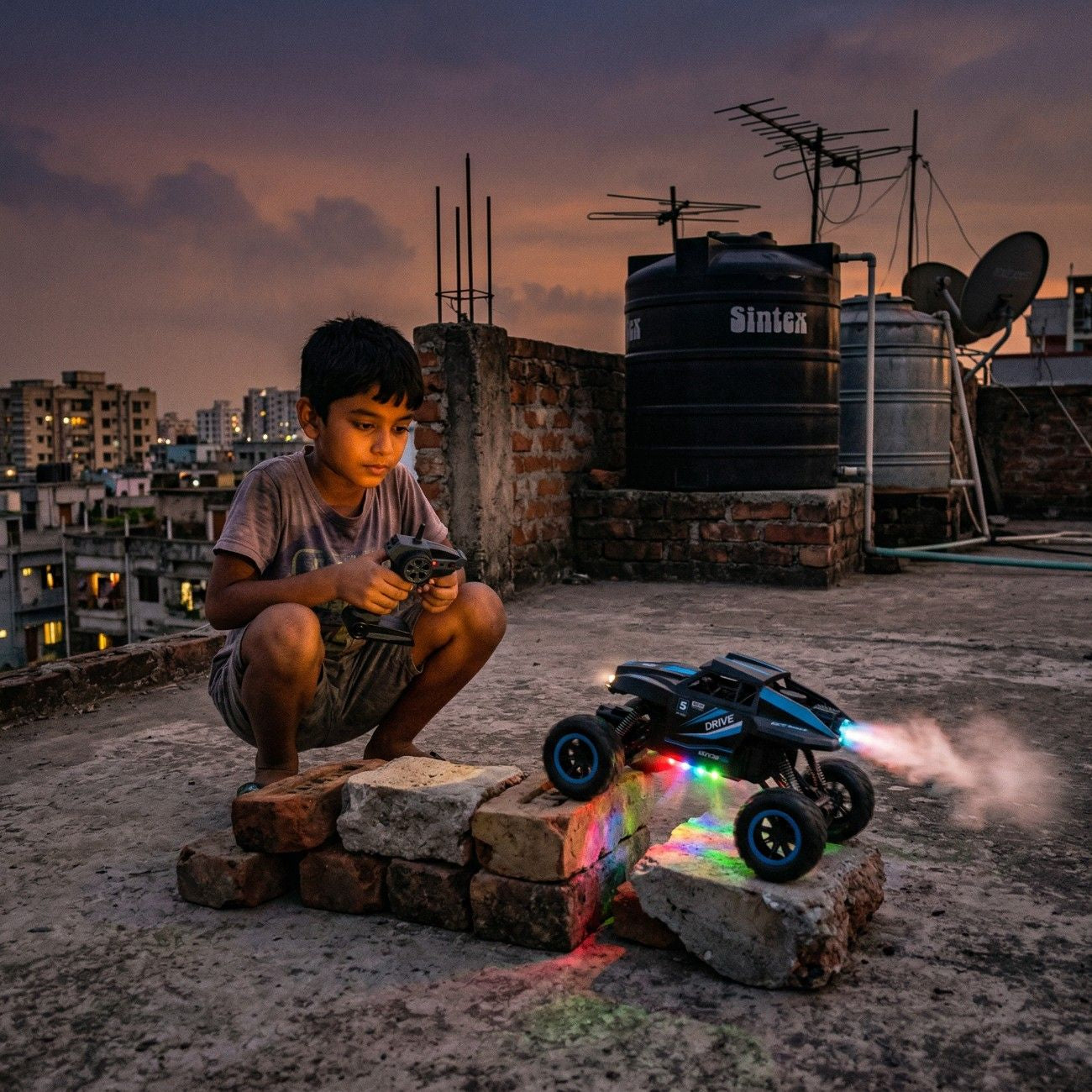 2.4GHz RC 4x4 Off-Road Climbing Spray Truck – Remote Control Monster Truck with Lights & Sound