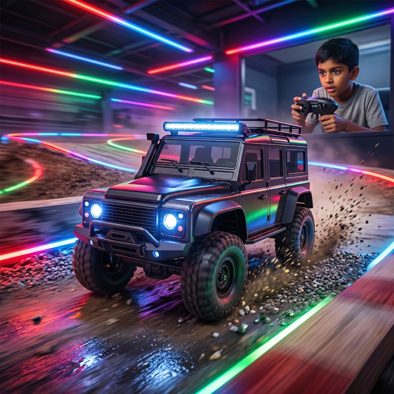 1/16 Scale RC 4WD Trail Truck RTR with 2.4GHz Remote – IPX4 Waterproof