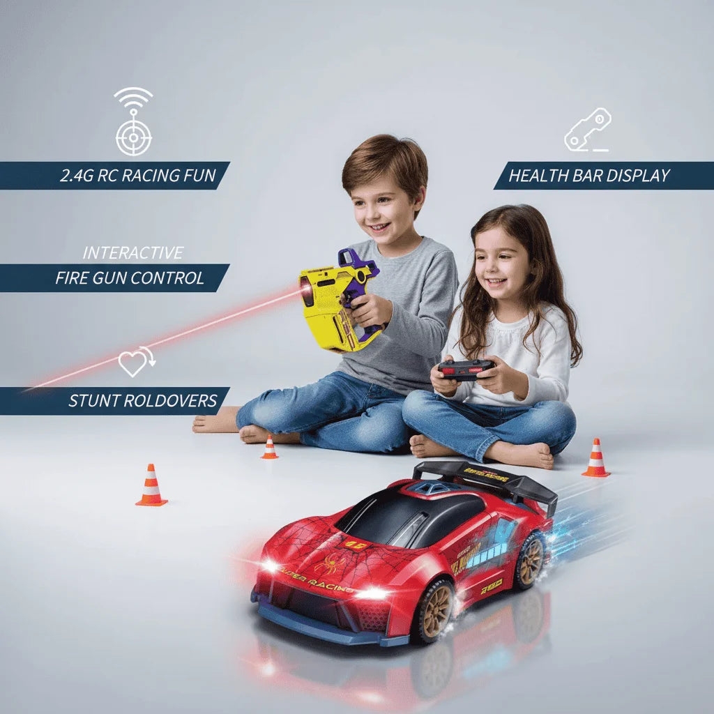 Toy Infrared Laser Gun & Remote Control Car | Car Shooting Game