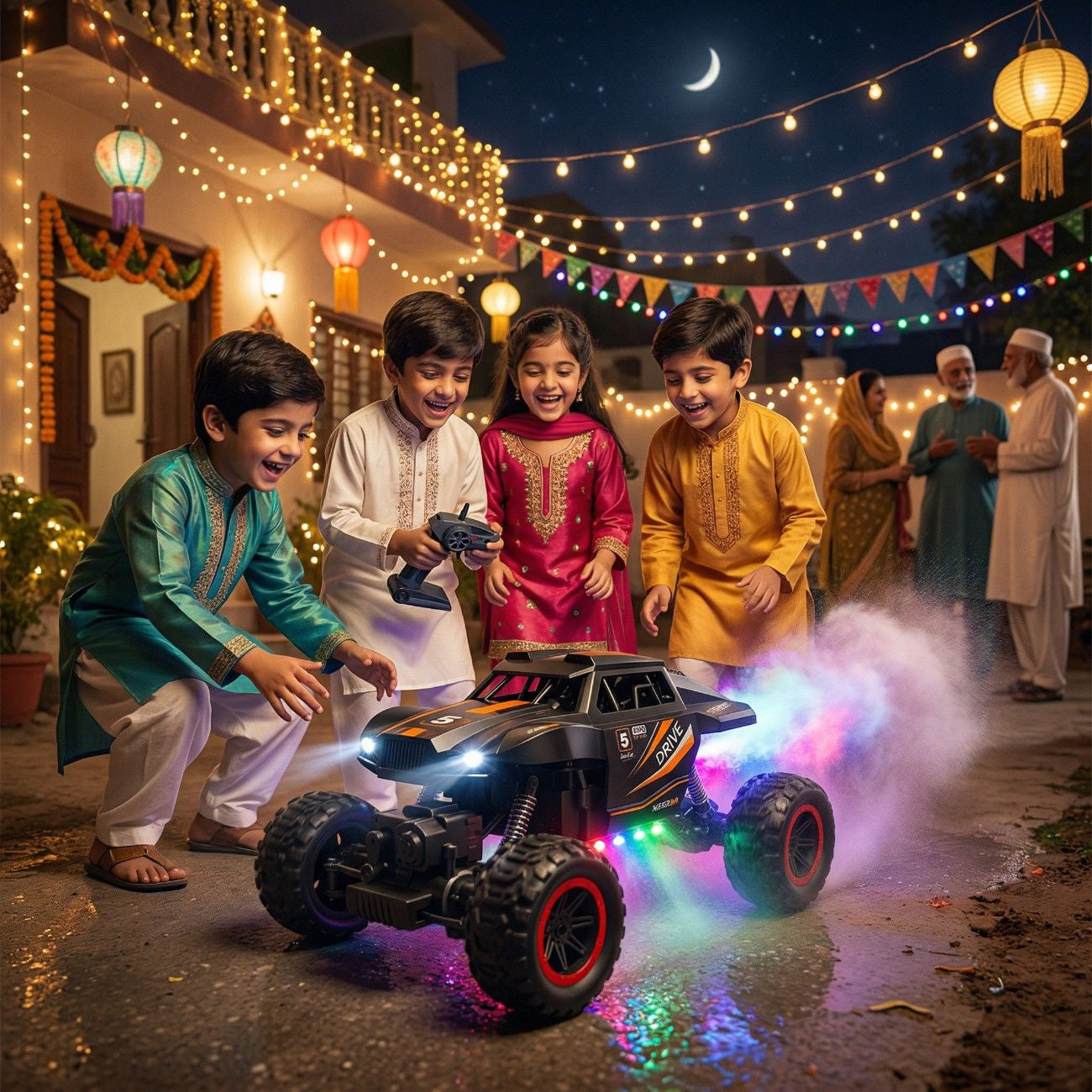 2.4GHz RC 4x4 Off-Road Climbing Spray Truck – Remote Control Monster Truck with Lights & Sound