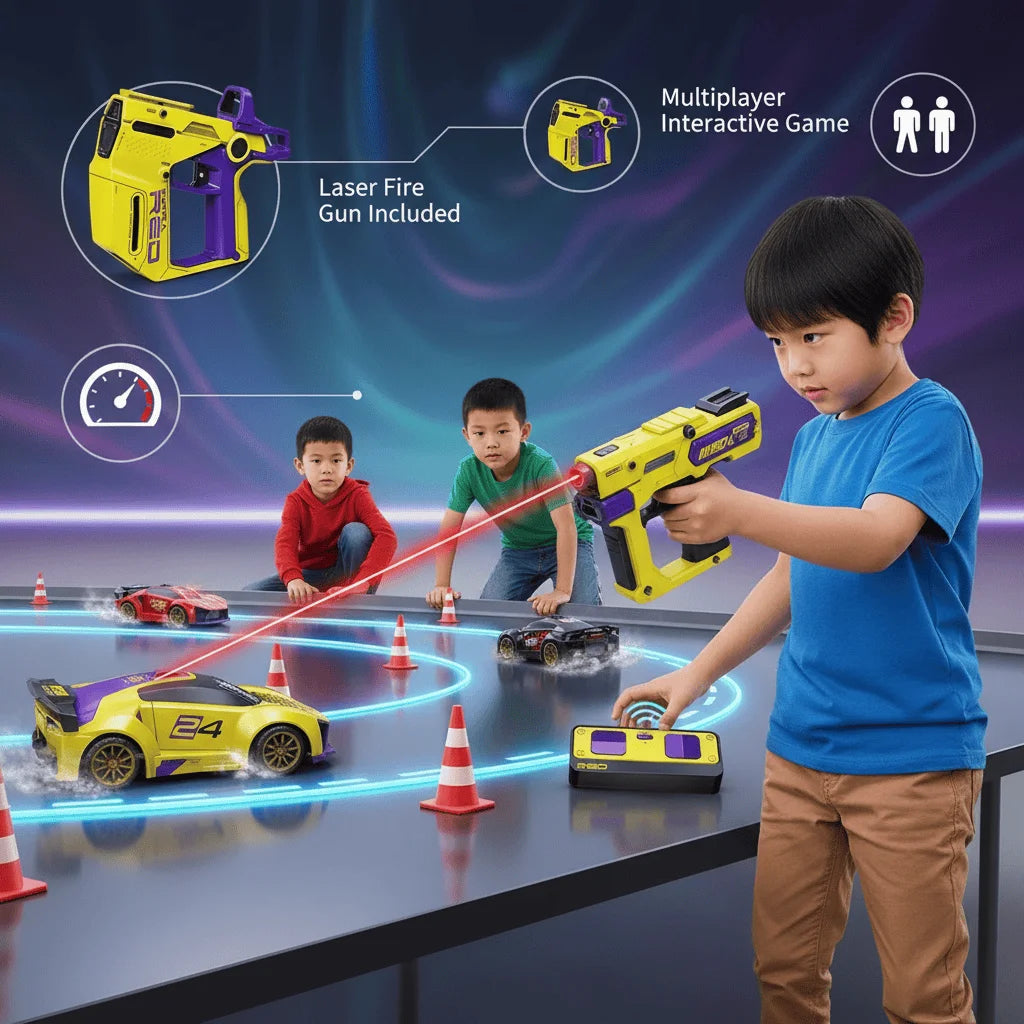 Toy Infrared Laser Gun & Remote Control Car | Car Shooting Game