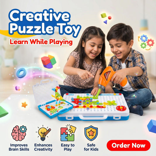 Creative Tool Set Puzzle Toy – DIY Building & Screw Tool STEM Educational Set for Kids