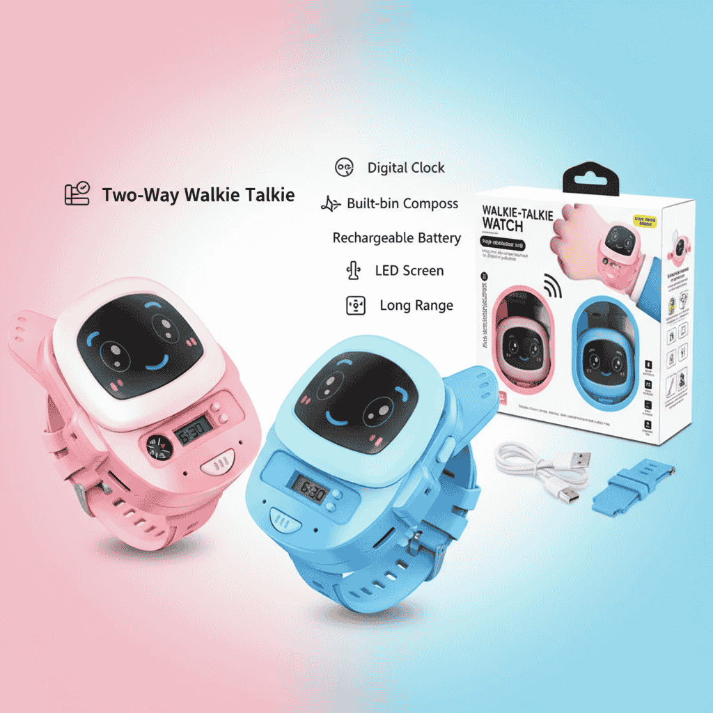 Kids Walkie Talkie Watch – Two-Way Radio with Flashlight & Compass