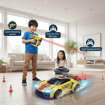 Toy Infrared Laser Gun & Remote Control Car | Car Shooting Game