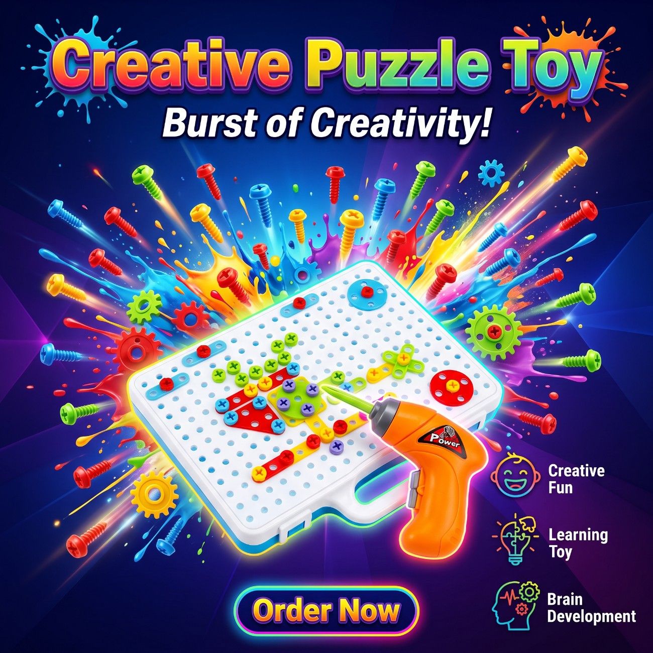 Creative Tool Set Puzzle Toy – DIY Building & Screw Tool STEM Educational Set for Kids