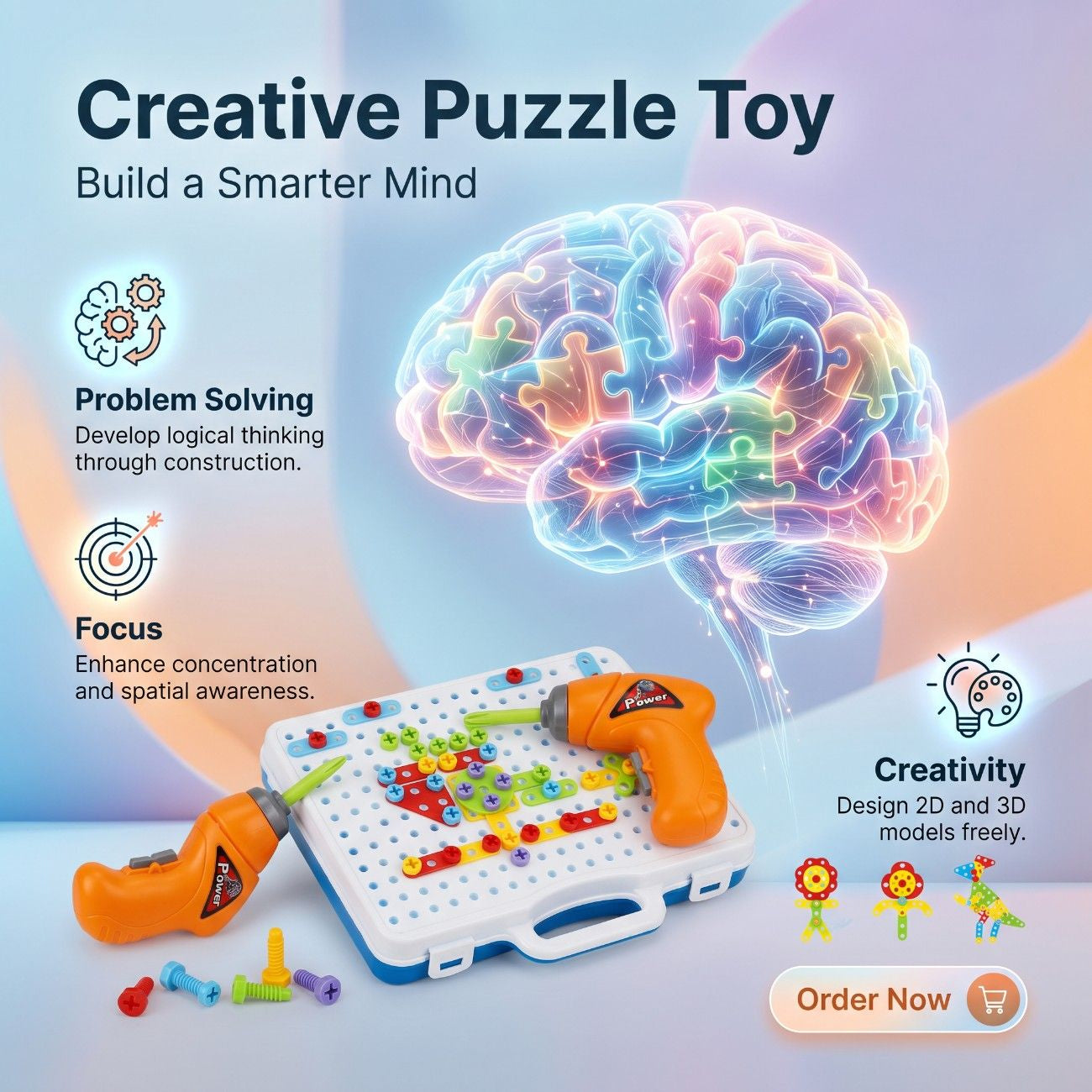 Creative Tool Set Puzzle Toy – DIY Building & Screw Tool STEM Educational Set for Kids