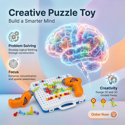 Creative Tool Set Puzzle Toy – DIY Building & Screw Tool STEM Educational Set for Kids