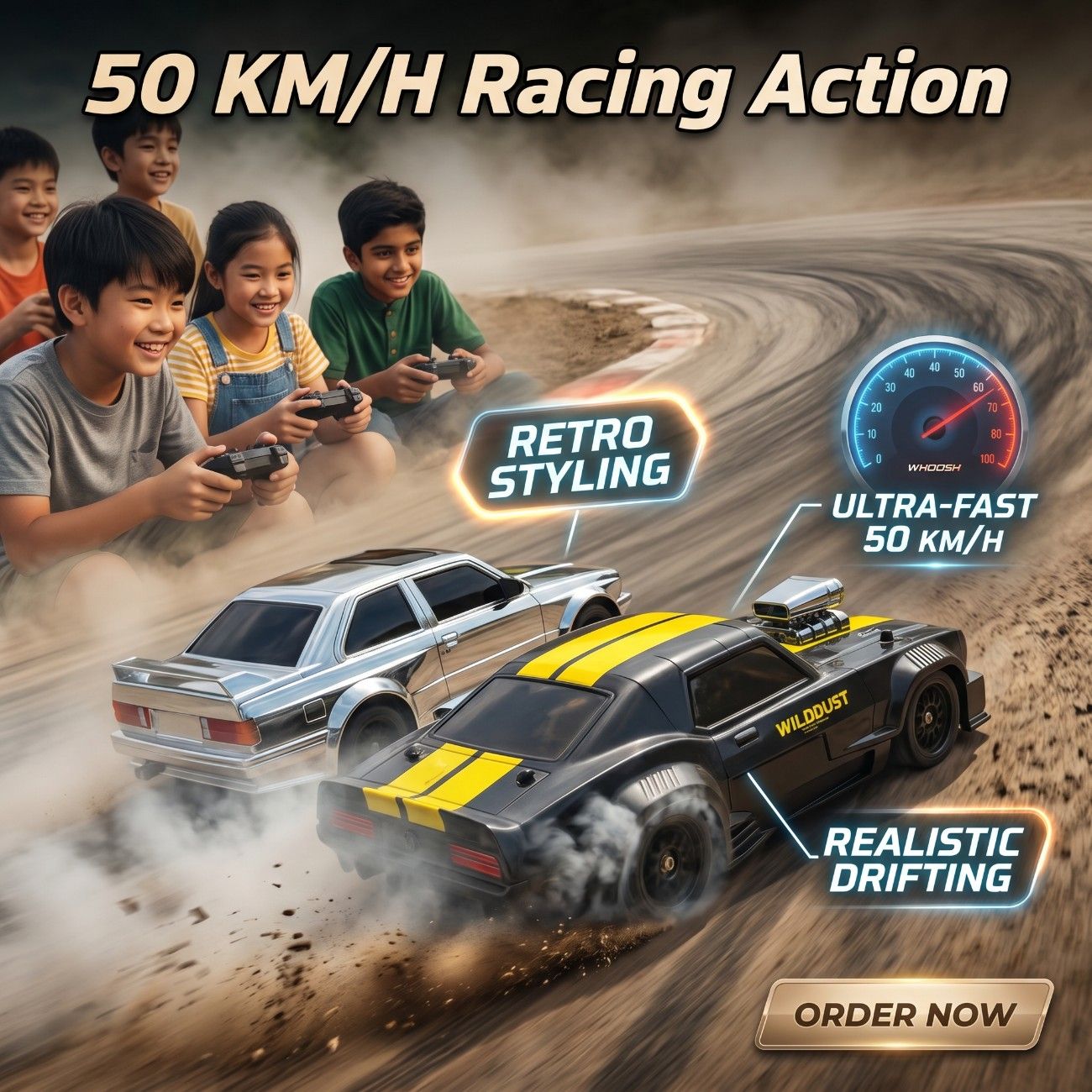 High Speed 50KM/H 1:16 4WD RC Drift Car with Gyro & LED Lights