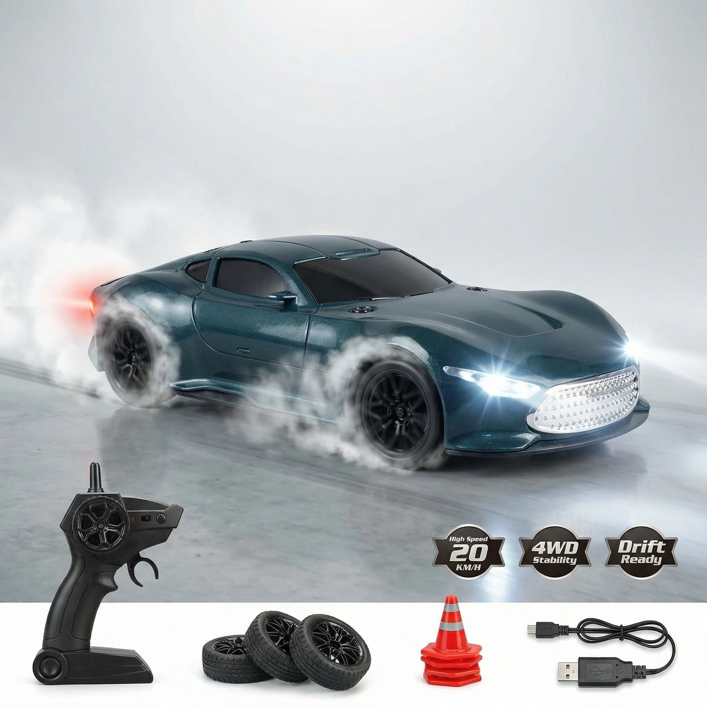 1:24 Scale RC Drift Car – 20KMH High-Speed 4WD Remote Control Racing Car