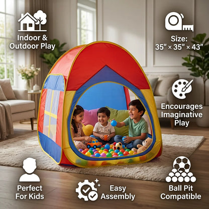 Kids Play Tent House - Foldable Indoor Outdoor Playhouse