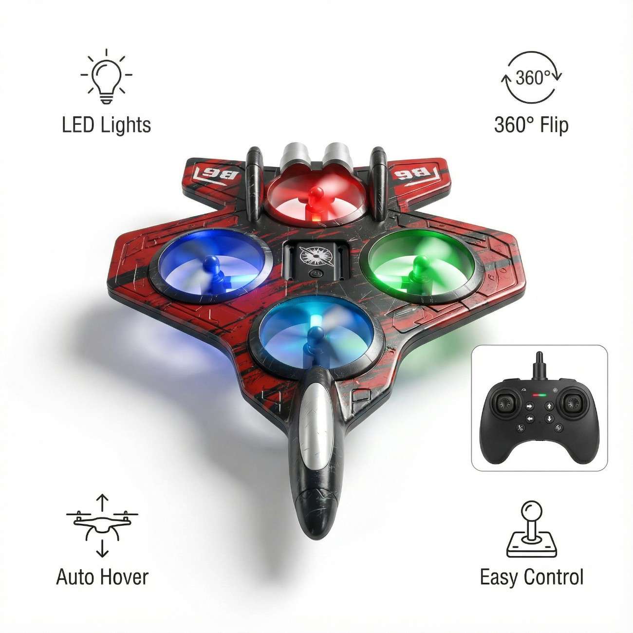 Speedy Fighter Drone - 2.4G Stunt & Hover Quadcopter for Kids