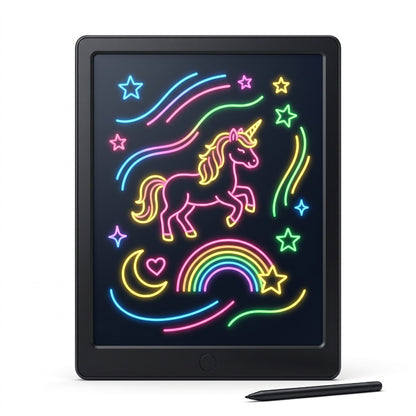 Creative Neon Colorful Light LCD Drawing Tablet 10.7" – Reusable Writing & Learning Pad for Kids