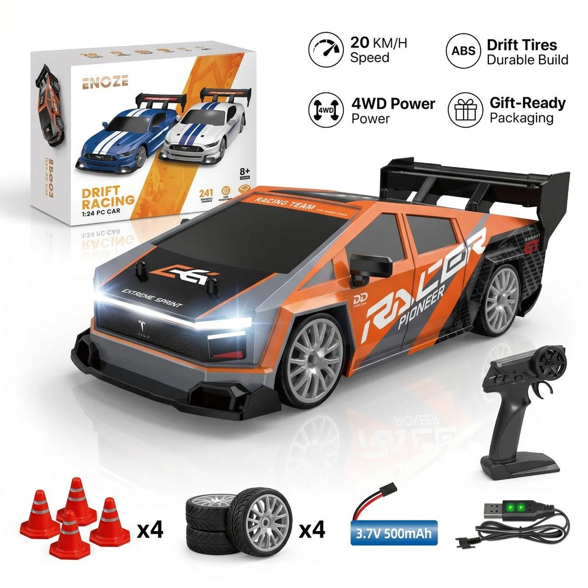 1.24 Scale High-Speed 4WD RC Drift Car 20KMH