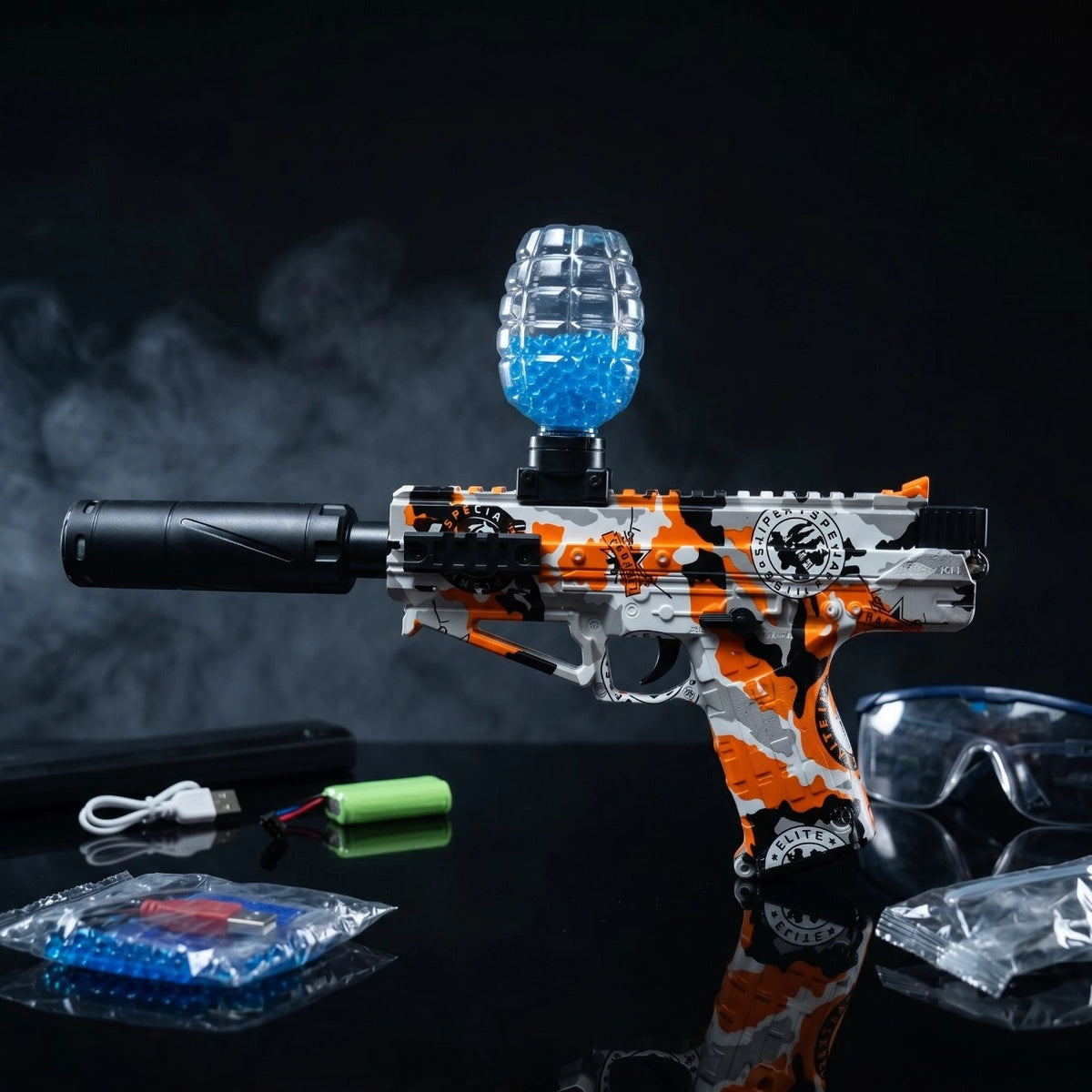 CP33 Orbeez Gel Blaster Pistol Automatic Water Beads Gun with Light Effects & Rechargeable Battery