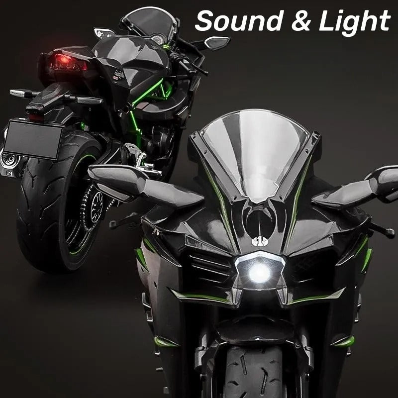 1/9 KAWASAKI H2R Ninja Motorcycle - Diecast Metal Large Size Model Racing Sound & Light Collection Gift Boy Children
