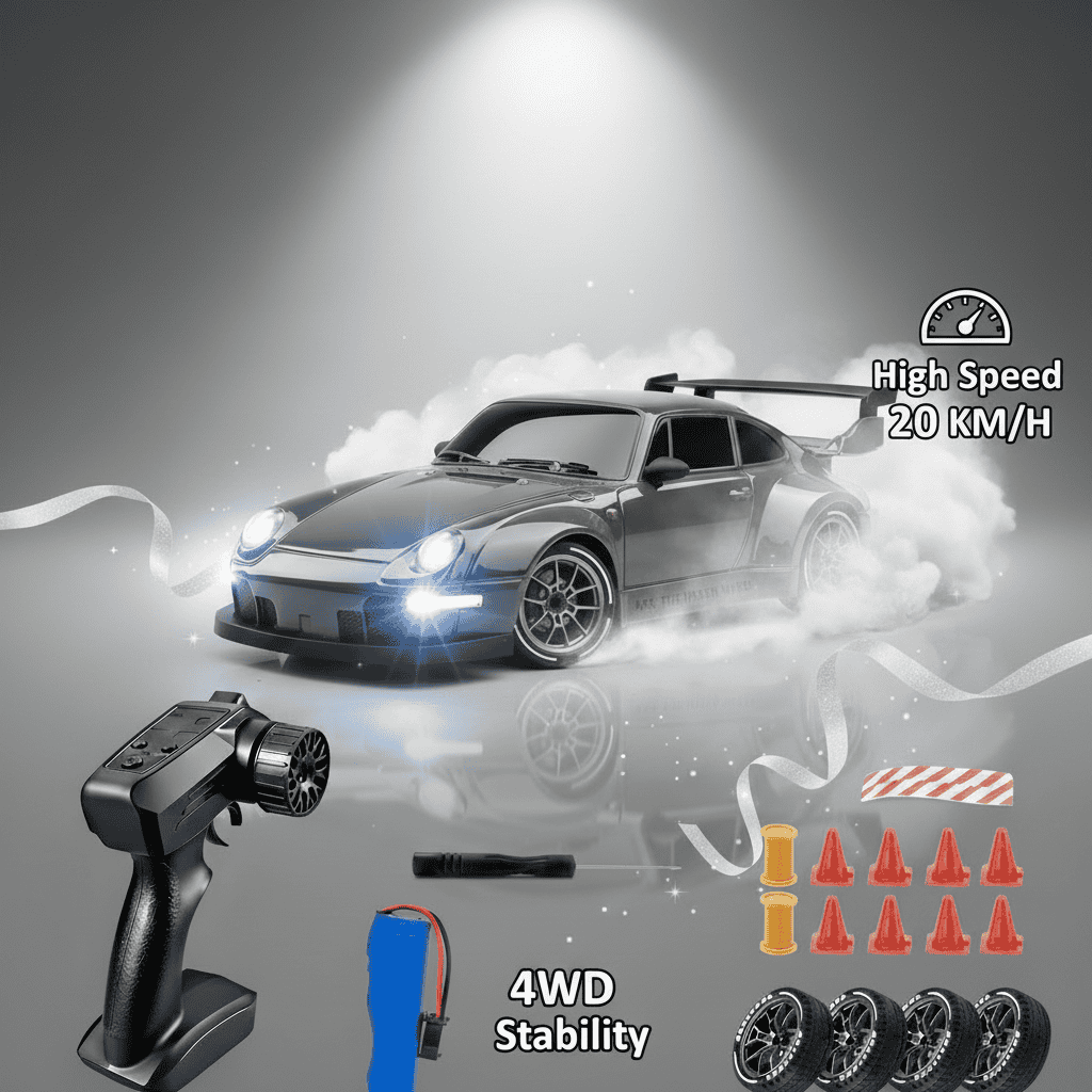 1.24 Scale High-Speed Porsche 4WD RC Drift Car 20KMH