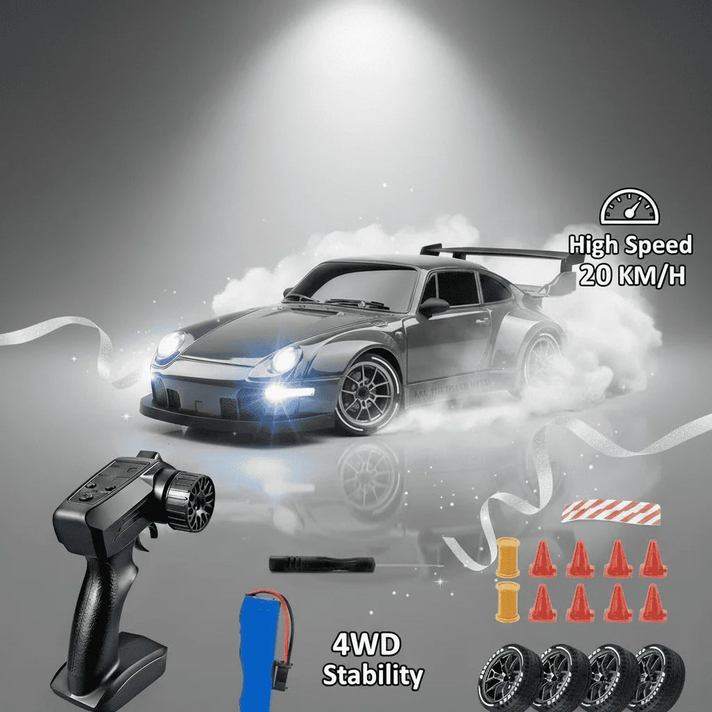 1.24 Scale High-Speed Porsche 4WD RC Drift Car 20KMH