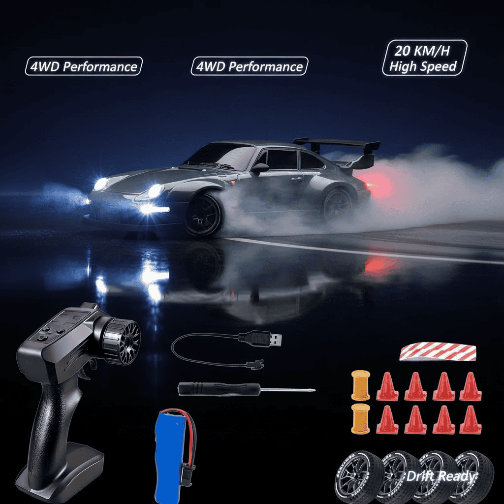 1.24 Scale High-Speed Porsche 4WD RC Drift Car 20KMH