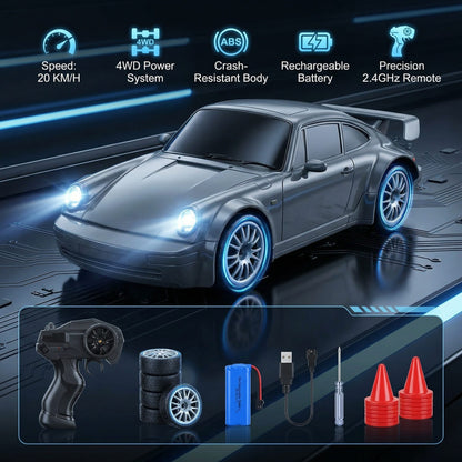 Porsche 911 1:24 Scale High-Speed 4WD RC Drift Car 20KMH