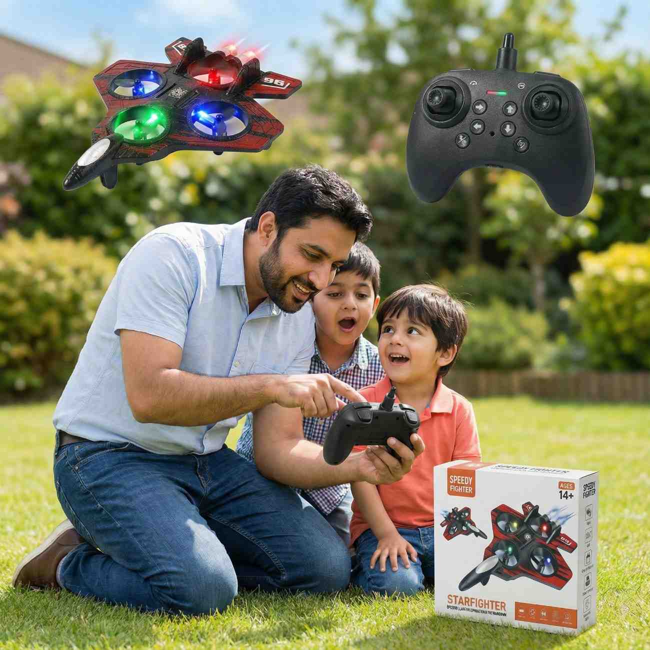 Speedy Fighter Drone - 2.4G Stunt & Hover Quadcopter for Kids