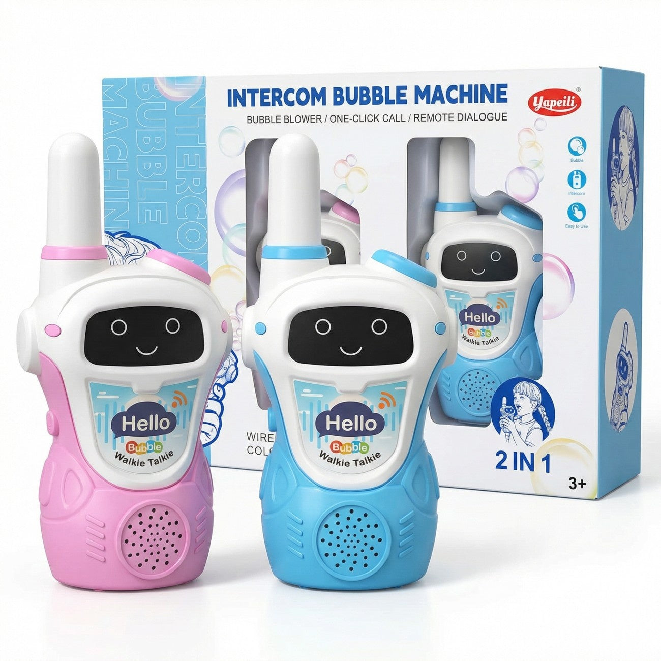 Kids Walkie Talkie Intercom – Two Way Radio with Bubble Machine