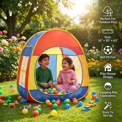 Kids Play Tent House - Foldable Indoor Outdoor Playhouse