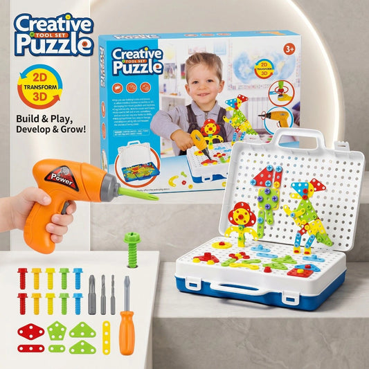 Creative Tool Set Puzzle Toy – DIY Building & Screw Tool STEM Educational Set for Kids