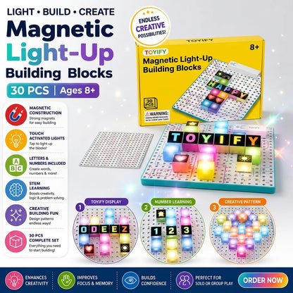 30Pcs Touch Light-Up Magnetic Building Blocks