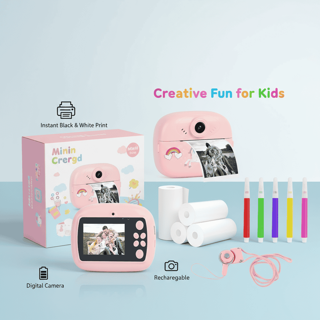 Mini Camera Printer – Instant Digital Camera & Printer for Kids