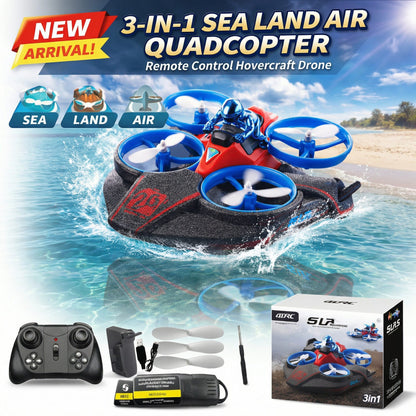 3-in-1 RC Quadcopter – Sea, Land & Air Remote Control Flying Vehicle