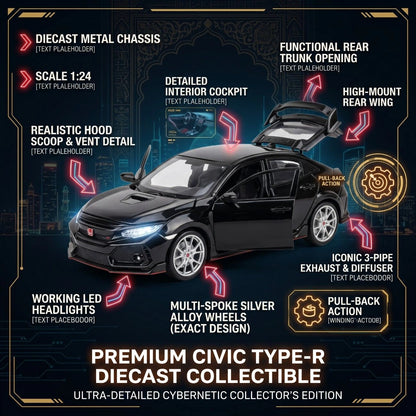 Premium Diecast Honda Civic Type-R Model Car – Collector Edition Alloy (1:24 Scale)