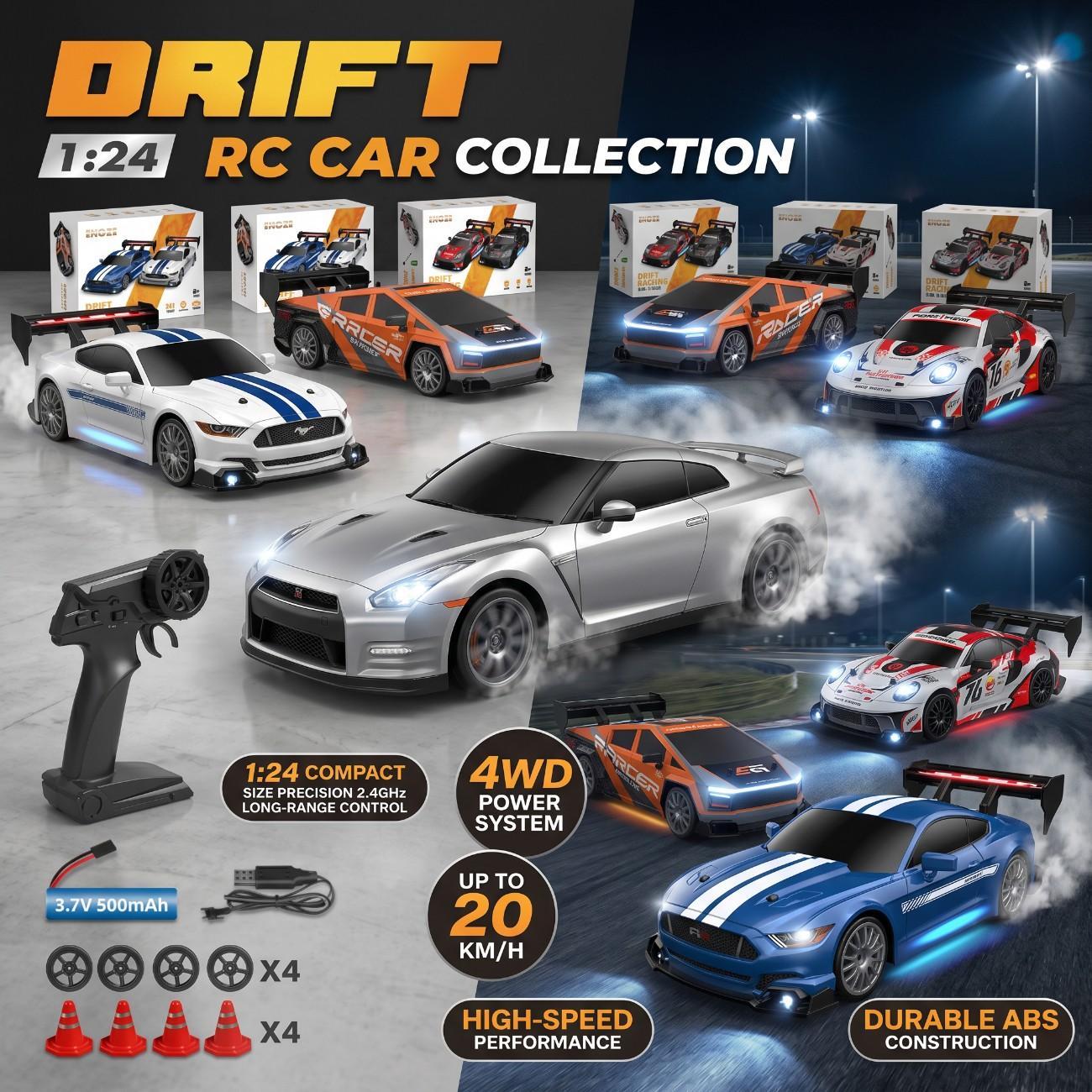 1.24 Scale High-Speed 4WD RC Drift Car 20KMH