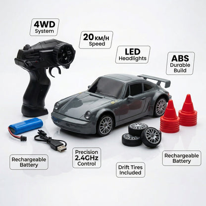 Porsche 911 1:24 Scale High-Speed 4WD RC Drift Car 20KMH