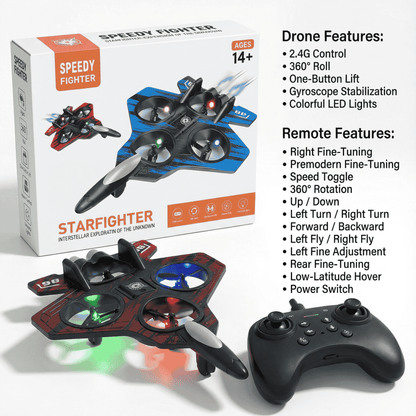 Speedy Fighter Drone - 2.4G Stunt & Hover Quadcopter for Kids