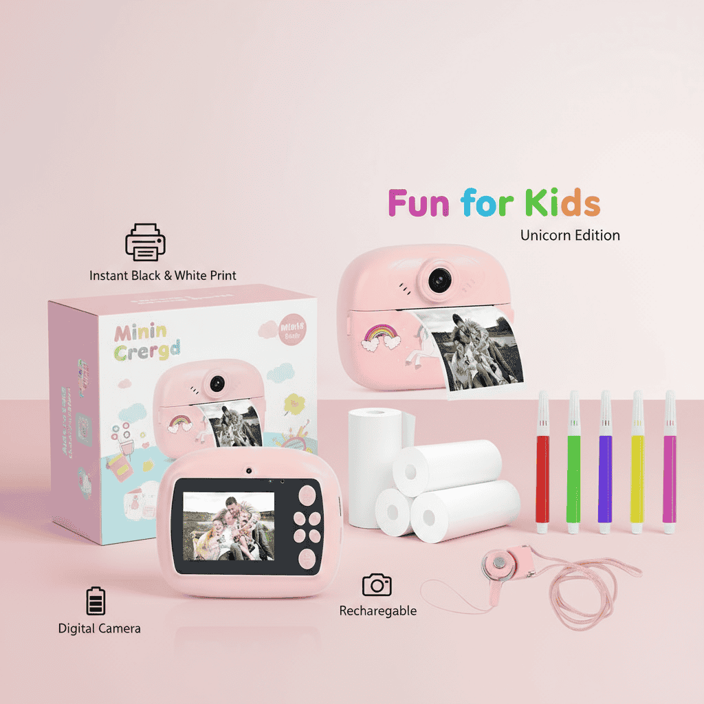 Mini Camera Printer – Instant Digital Camera & Printer for Kids