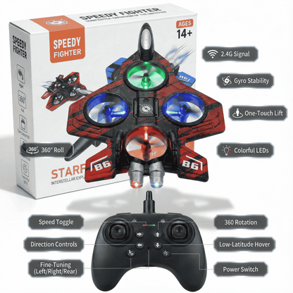 Speedy Fighter Drone - 2.4G Stunt & Hover Quadcopter for Kids