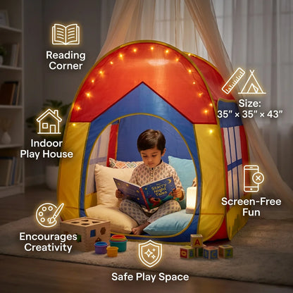 Kids Play Tent House - Foldable Indoor Outdoor Playhouse