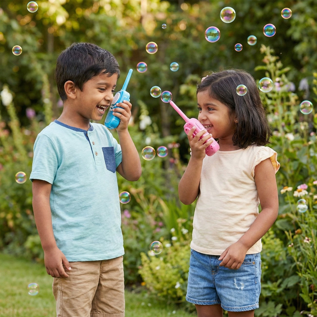 Kids Walkie Talkie Intercom – Two Way Radio with Bubble Machine